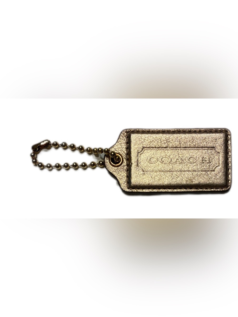 Coach Gold Leather Hang Tag Keychain/Bag Charm